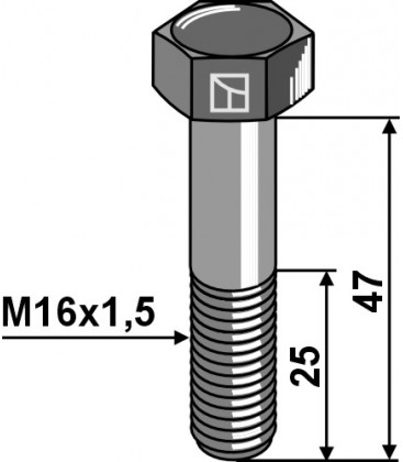 Hexagon bolt with metric fine thread - M16x1,5X47 - 12.9