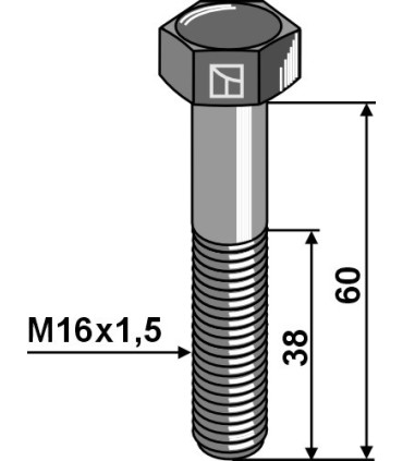 Hexagon bolt with metric fine thread - M16x1,5X60 - 12.9