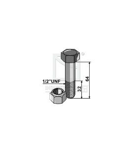 Bult med låsmutter Epok 1/2" UNF 8.8 L64mm