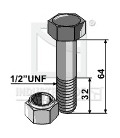 Bult med låsmutter Epok 1/2" UNF 8.8 L64mm