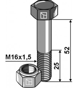 Hexagon bolt M16x1,5x52 with self-locking nut