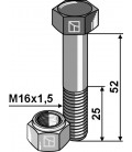 Hexagon bolt M16x1,5x52 with self-locking nut