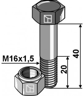 Hexagon bolt M16x1,5x40 with self-locking nut