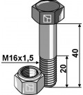 Hexagon bolt M16x1,5x40 with self-locking nut