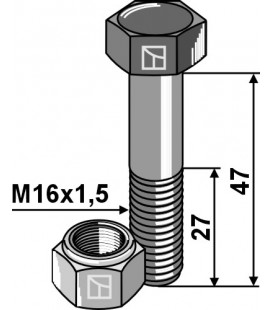 Hexagon bolt M16x1,5x47 with self-locking nut