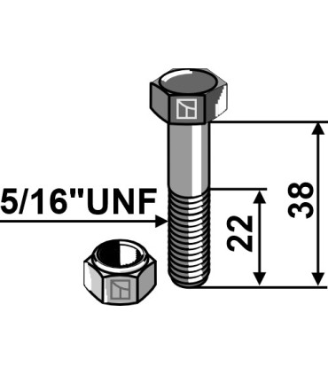 Bolt with self-locking nut - 5/16'UNF