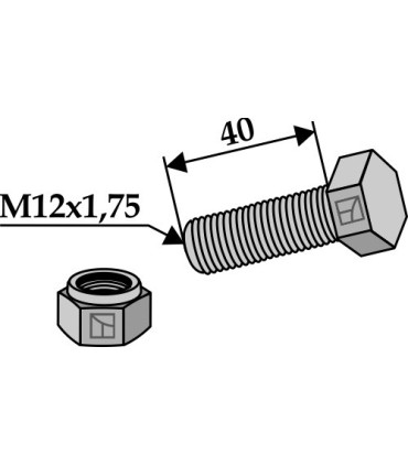 Hexagon Bolt M12x1,75x40 with self-locking nut