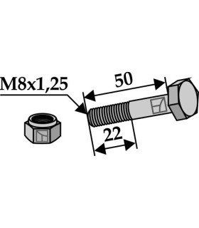 Bolt with self-locking nut - M8x1,25