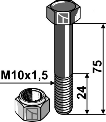 Bolt with self-locking nut - M10x1,5