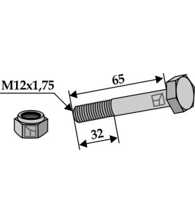 Bolt with self-locking nut - M12x1,75
