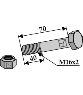 Bolt with self-locking nut - M16 x 2