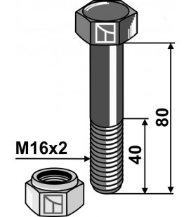 Bult med låsmutter M16x2-10.9