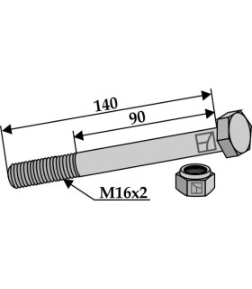 Bolt with self-locking nut - M16 x 2