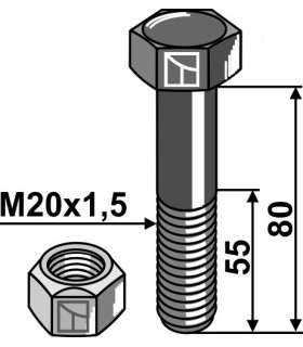 Bolt with self-locking nut - M20 x 1,5