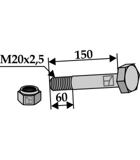 Bolt with self-locking nut - M20 x 2,5