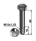 Bult med mutter M12 10,9