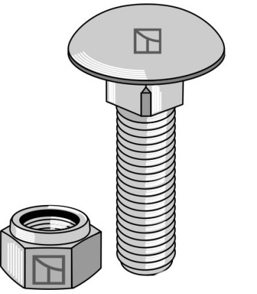 Saucer-head screw M12x1,75x40 - 8.8 with self-locking nuts