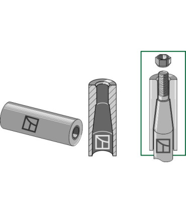 Welding bush for tine with M28 thread
