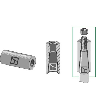 Welding bush for tine with M28 thread