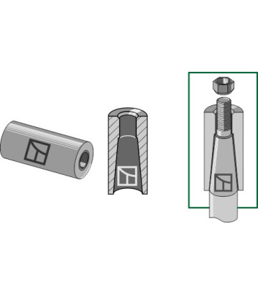 Welding bush for tine with M20 thread
