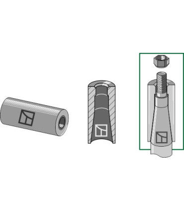 Welding bush for tine with M28 thread