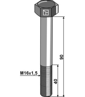 Hexagon bolts M16  without nut - Galvanized