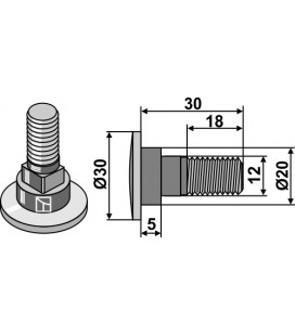 Bolt for rotary mower blades - M12x1,75 - 10.9