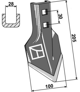 Cultivator share Lilla-Harrie 205mm