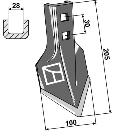 Cultivator share Lilla-Harrie 205mm